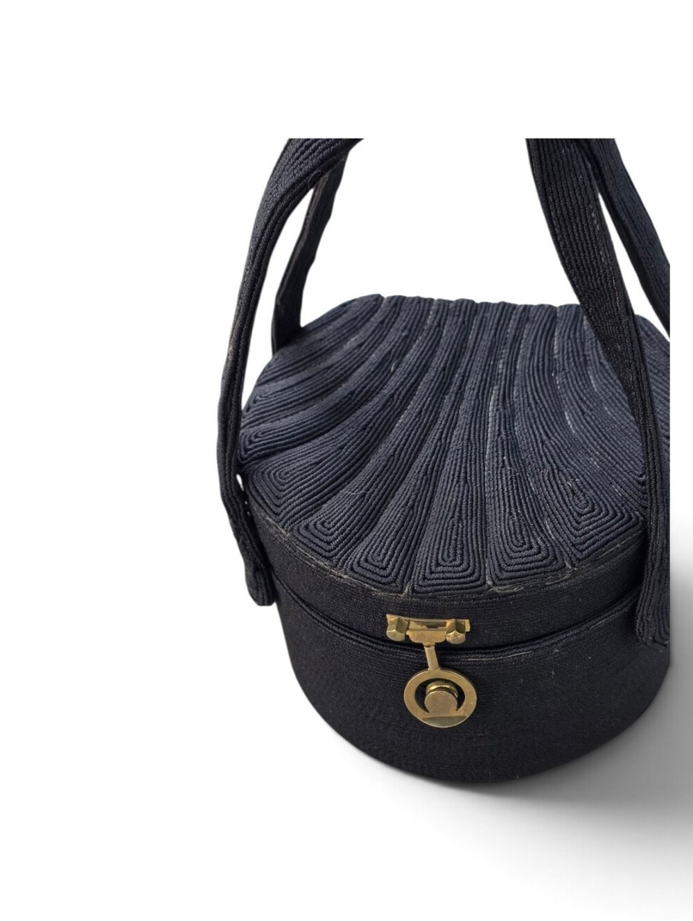 Vintage Art Deco Black Corde Vanity/Evening/Cosmetic Case/Handbag